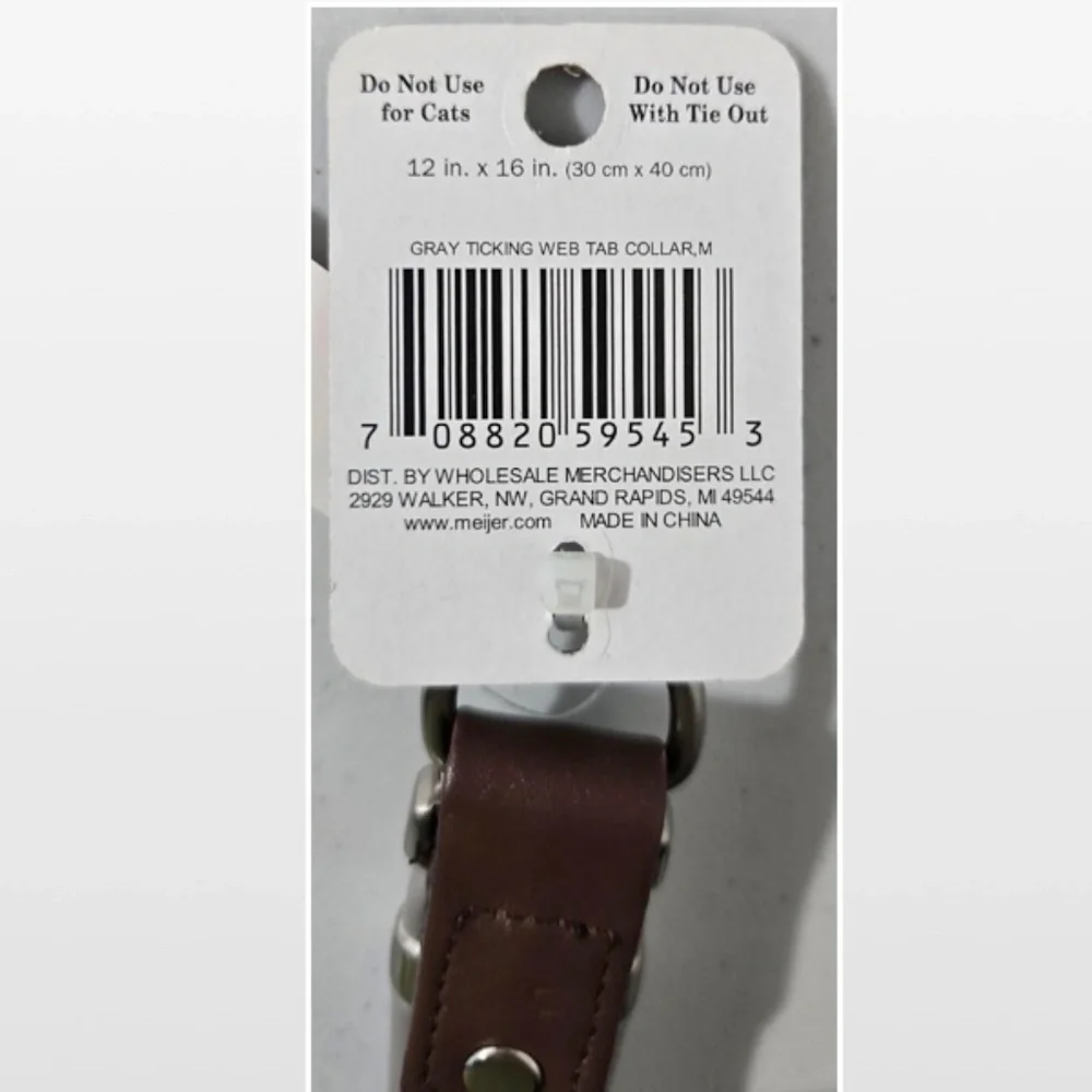 New Dog Collar Medium Adjustable Pet Animal Grey Silver Hardware NWT